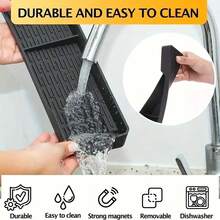 1pc Silicone Spice Rack For Kitchen Oven Top, Strong Magnetic, Detachable Design - Black - View 6