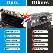 1pc Silicone Spice Rack For Kitchen Oven Top, Strong Magnetic, Detachable Design - Black - View 8