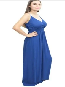 Maxi vestido azul, vestido largo de tirantes - azul real - Ver 1