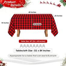 2 Pezzi Tovaglia Rettangolare A Tema Natalizio, Tovaglia A Quadri Impermeabile In Stile Casale, Adatta Per Tavolo Da Pranzo, Buffet, Campeggio