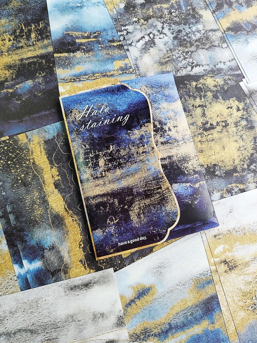 30pcs/Pack Dreamy Marbled & Sand Pattern Background Material Paper For Diy Collage Decoration - Multicolor - View 1