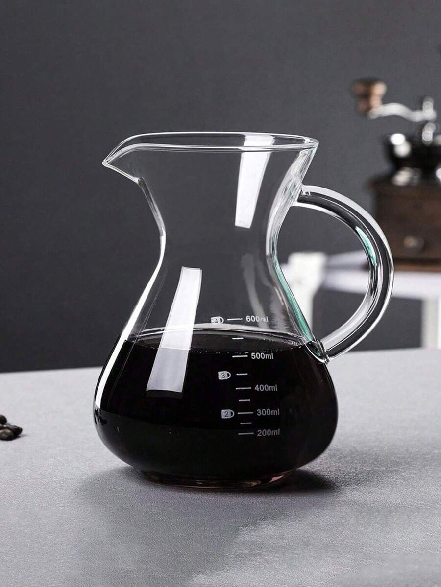 1pc Glass Coffee Pot With Scale Markings, Share Pot, DripStyle And