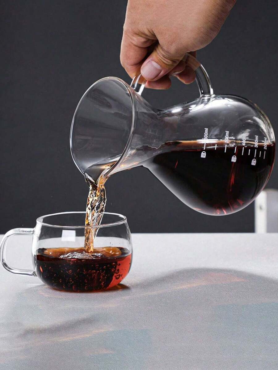 1pc Glass Coffee Pot With Scale Markings, Share Pot, DripStyle And
