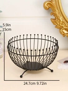 1個創意鐵製糖果盤,帶有空心水果籃,適用於家庭裝飾 - 黑色 - 查看 2