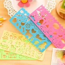 4 PIÈCES Jouets de dessin pour enfants, tableau de patrons de peinture, règle en plastique, artisanat artistique, apprentissage du dessin. Jouets éducatifs pour enfants, cadeau (Remarque: mélange aléatoire), retour à l'école
