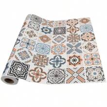 Thicken Bohemian Pattern Wallpaper Peel and Stick Blue Pink Black Grey Matte Mexican Moroccan Self-adhesive Contact Paper Vinyl Wrap Colorful Wall Tile Sticker for Kitchen Island Countertops Walls Decor