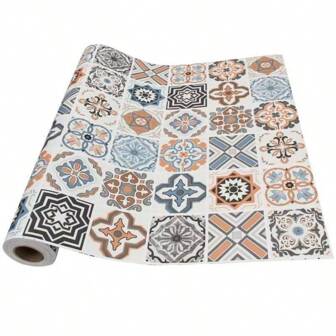 Thicken Bohemian Pattern Wallpaper Peel and Stick Blue Pink Black Grey Matte Mexican Moroccan Self-adhesive Contact Paper Vinyl Wrap Colorful Wall Tile Sticker for Kitchen Island Countertops Walls Decor