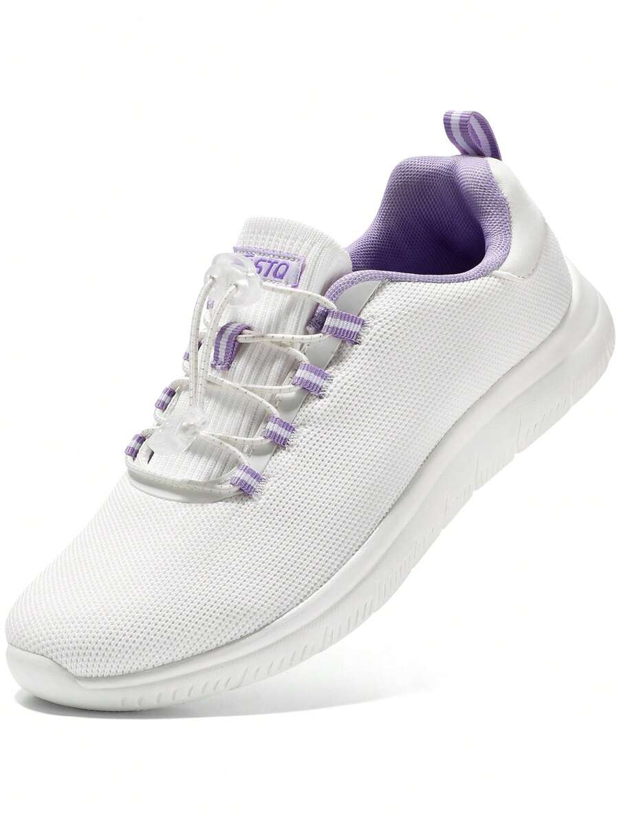 STQ Walking Shoes For Women With Arch Support Comfortable Workout Gym Slip On Sneakers - WHITEPURPLE - View 1