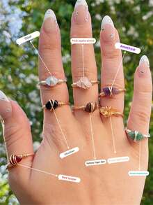 1 Miếng Thủ công Nhẫn Nổi bật Đen Pha lê & Nhiều màu Đá tự nhiên Đá mắt hổ , Wrapped In Dây đồng , Có thể Như A Qủa tặng Đến Bạn , Mẹ , , Và Giáo viên , Của phụ nữ Yoga Chữa bệnh Năng lượng Nhẫn , Thạch anh tím Giảm nhẹ Mệt mỏi , Căng thẳng , Tinh thể tự nhiên Năng lượng đá ( Như Mỗi đá Là Tự nhiên , Mỗi Một Là Không , Màu sắc Sự khác biệt , Bề mặt Mẫu Sự khác biệt , Và Bề mặt Là Bình thường ) - Pha lê đen - Xem 3