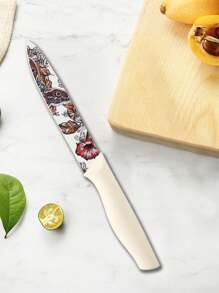 Marco Almond MA68 12-Piece Kitchen Knives Set, Colorful And Fashionable Coated Stainless Steel Knives With White Blade Guards, 6 Knives With 6 Knives Sheath