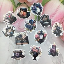 2 Styles Of Retro Victorian Furniture Sticker Set, Perfect For Decorating Medieval House Kitchen Bedroom Vanity & Diy Scrapbook, Album, Photo Decoration Accessory - Grey - View 8