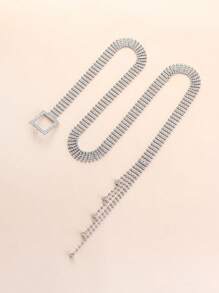 1 Miếng Của phụ nữ Viền tua Pha lê Dát Đầy Trang trí Thắt lưng , Thích hợp Đối với Đầm Và Dài Áo , Kích thước lớn , Châu Âu và Châu Mỹ Phong cách - Bạc - Xem 1