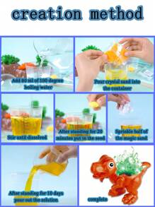 兒童水晶生長套裝,恐龍造型底座,diy化學實驗和stem活動,易於diy科學套裝和stem玩具,6歲以上男女兒童教育禮物,聖誕節和生日禮物(男生和女生皆可)