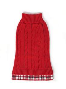 小狗毛衣,帶牽繩孔的汎檢補丁狗狗毛衣針織套頭保暖寵物毛衣,適用於秋冬紅色,適用於聖誕節和其他節日 - 紅色 - 查看 6