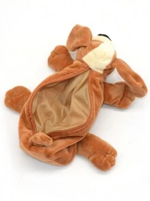1pc Cute Plush Dog Shaped Pencil Case With Large Capacity For Students - Brown - View 6