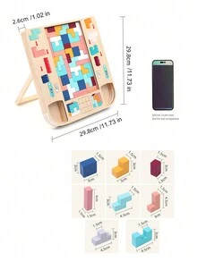50入組木製教育玩具積木遊戲,附配對卡,適合兒童 - 彩色 - 查看 2