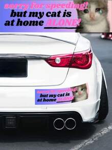 抱歉超速,但我的貓獨自在家搞笑貓貼紙車貼外部配件防水貼花 - 彩色 - 查看 1