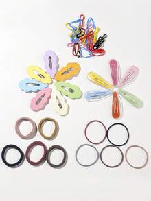 20入組一次性彈性髮圈,毛巾髮帶,髮飾套裝包括水滴款髮夾,雲朵造型髮針,適合作為禮物贈送 - 彩色 - 查看 6