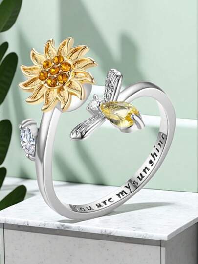 Swarovski Eternal Flower Ring Set Swarovski Bee Ring Woman