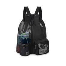 Mochila con cordón,bolsa de malla deportiva,mochila con cordón impermeable, con compartimento húmedo y seco,bolso natación,adecuado para entrenamiento deportivo, fitness, natación, surf - Negro - Ver 1
