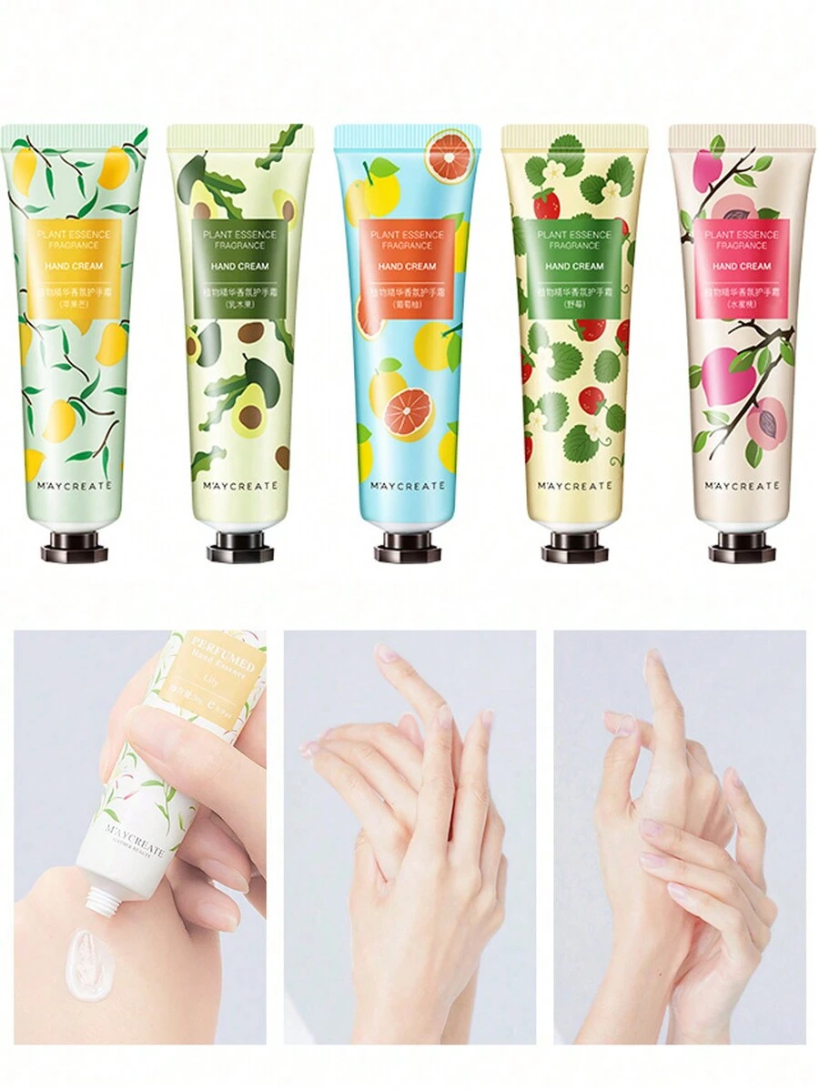 5入組水果味女士護手霜,長效保濕,滋潤防龜裂,30克包裝便攜 – 適用於辦公室、臥室或旅行,適用於秋冬季節 - 水果香型-5支 - 查看 1