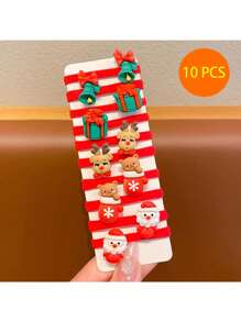 10入組聖誕女孩髮圈,嬰兒彈性髮帶可搭配髮型/辮子,不傷髮