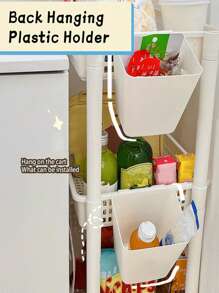 1pc Storage Bin Case Basket Waterproof Space-Saving Strong Load Bearing Mini Hanging Plastic Desktop Kitchen Supplies - White - View 2