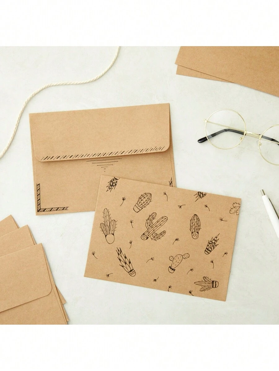 50-Pack Printable A7 Brown Envelopes for 5x7 Cards, Kraft Paper ...