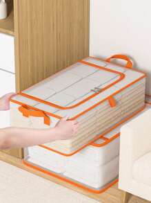 1個透明收納袋,可收納衣物和棉被,適用於衣櫃和床底。pvc材料防水防潮 - 橘色 - 查看 1