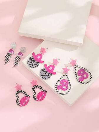 MESTILO 1 Par De Pendientes Lindos De Acrílico Con Estilo, Con Diseño De Gorro De Navidad, Estrella De Cinco Puntas Y Rayo De Colores. Perfecto Para Ropa Diaria De Navidad De Mujeres.