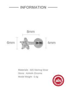 1 件 925 纯银简约花瓣耳环女士耳钉耳钉软骨精美珠宝婚礼派对 18K 金 2023 年潮流圣诞礼物 - 銀色 - 查看 3