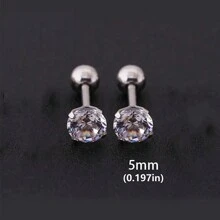 1 Par De Pendientes De Acero Inoxidable Plateado Y Circonio Cúbico De Moda Para Hombres Y Mujeres, Pendientes Suaves Y Cómodos De Bola Redonda Retorcida De 4 Garras Para El Hueso De La Oreja, Se Pueden Usar Mientras Duermen Y Nadan, No Es Necesario Quitárselos, Plateados, 3 Mm/4 Mm/5 Mm/6 Mm/7 Mm/8 Mm