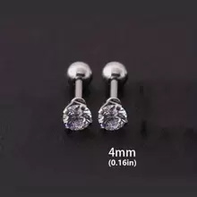 1 Par De Pendientes De Acero Inoxidable Plateado Y Circonio Cúbico De Moda Para Hombres Y Mujeres, Pendientes Suaves Y Cómodos De Bola Redonda Retorcida De 4 Garras Para El Hueso De La Oreja, Se Pueden Usar Mientras Duermen Y Nadan, No Es Necesario Quitárselos, Plateados, 3 Mm/4 Mm/5 Mm/6 Mm/7 Mm/8 Mm