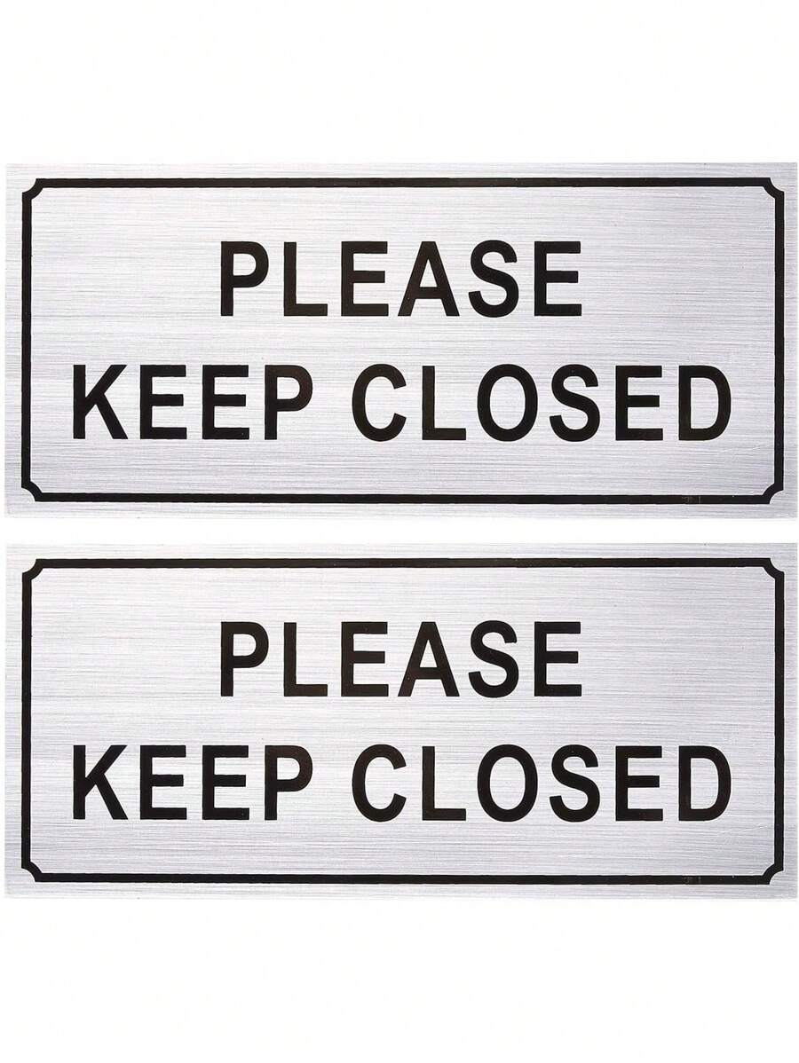 Stockroom Plus 2-Pack Please Close Signs - Please Keep Closed Gate Signs, Close Signs for Dog Gate, Business and Home Use, Silver - 7.87 x 3.6 Inches - Black and White - View 1