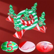 5 piezas/Set Juego de lanzamiento de aros inflables rojos y verdes en forma de cruz para fiesta de Año Nuevo, juguete de juego interactivo de material de PVC, juegos de fiesta de adultos adecuados para Halloween/Navidad/Acción de Gracias - Multicolor - Ver 2