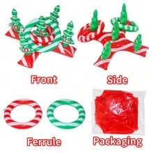 5 piezas/Set Juego de lanzamiento de aros inflables rojos y verdes en forma de cruz para fiesta de Año Nuevo, juguete de juego interactivo de material de PVC, juegos de fiesta de adultos adecuados para Halloween/Navidad/Acción de Gracias - Multicolor - Ver 3