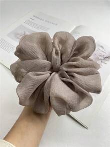 1 Miếng Của phụ nữ Số lớn Màu xám Màu thuần Sáng bóng Lưới Dây buộc tóc ruột già , Thích hợp Đối với Mặc hàng ngày In Mùa thu Và Mùa Đông - Xám - Xem 1
