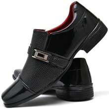 Men's Black Patent Leather Dress Shoes With Elegant, Modern Buckle New Release - 黑色 - 查看 3