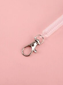 1 Miếng Độ co giãn Cao Nhựa Chống thất lạc Điện thoại Cord Cuộn dây Móc chìa khóa , Ví Dây đeo , Điện thoại di động Dây buộc , Vòng chìa khóa , Đầy màu sắc Mùa Xuân Dây điện - trắng - Xem 3