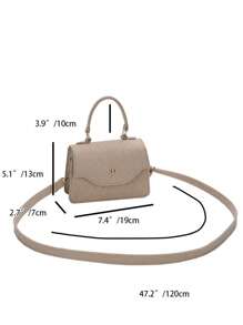 Mini Geometric Embossed Metal Decor Flap Square Bag - Khaki - View 4