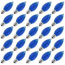 25入裝c7塑膠聖誕燈串備用燈泡,藍色燭形可調光0.6瓦e12插座110v 220v防摔防水小燈飾,適用於室內/室外節日裝飾 - 藍色 - 查看 2