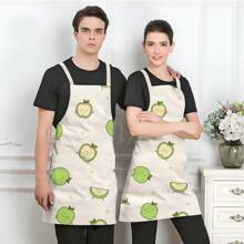 Delantal De Cocina Con Diseño De Manzana Verde, Serie De Frutas, Delantal A Prueba De Aceite Con Estampado Creativo De Lino, Adecuado Para Cocina, 1 Ud. - Multicolor - Ver 3