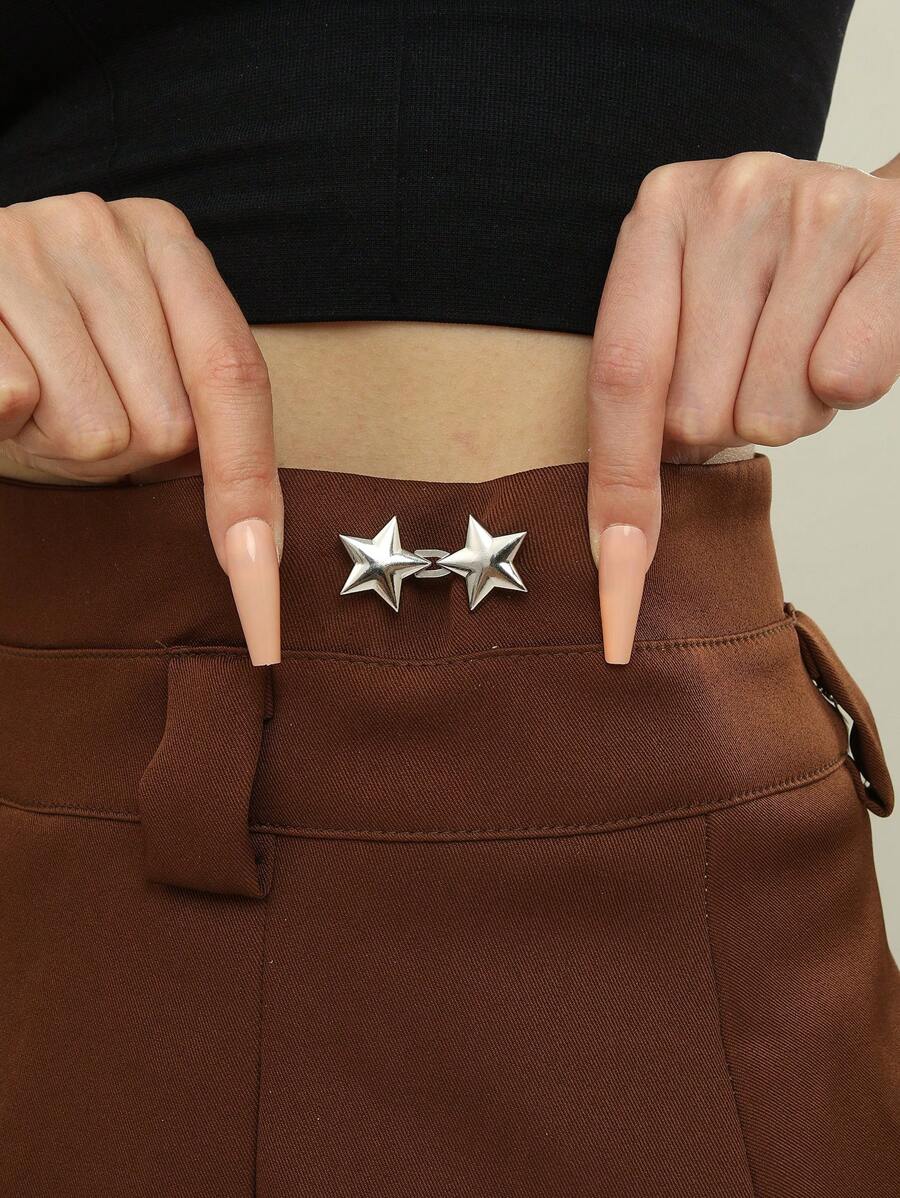 1入組女士時尚金屬星形腰帶,可拆卸調節,適合防曝光,保護穿裙子或褲子時的隱私,非常適合日常休閒穿著,是送給朋友的完美聖誕禮物 - 銀色 - 查看 1