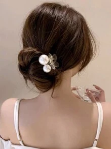 1入甜美可愛櫻桃珍珠裝飾小髮夾,適用於日常使用 - 白色 - 查看 5