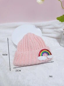 1入兒童彩虹彩色彈力紗線和閃亮的安全帽,粉色,秋冬新品 - 粉色 - 查看 9