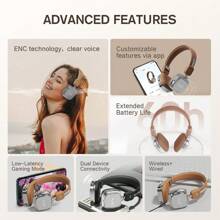 IKF R2 新款复古 Y2k 无线耳机时尚耳机适合学习工作舞蹈户外防水 60 小时电池时间 - HIFI 60 小时播放时间蓝牙 5.4 适用于 PC 手机 - 棕色 - 查看 7