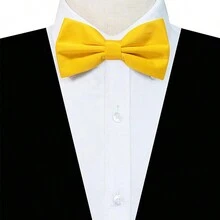 男士可調式領結,男士領結派對用預繫領結,男士緞面正式燕尾服領結 - 黃色 - 查看 2