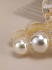 1入中號女士假珍珠髮夾,韓版風格,休閒百搭 - 白色 - 查看 5