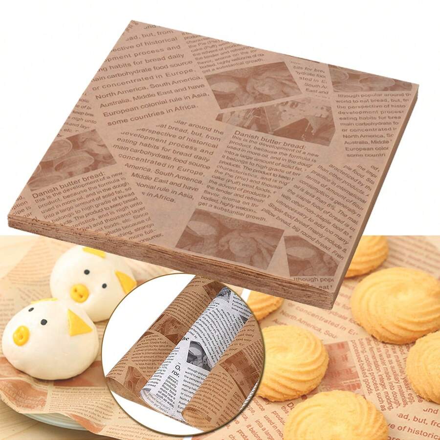 120 hojas de papel para envolver alimentos, papel para restaurantes, se puede utilizar para envolver hamburguesas, envolver alitas de pollo, envolver patatas fritas - Marrón - Ver 1