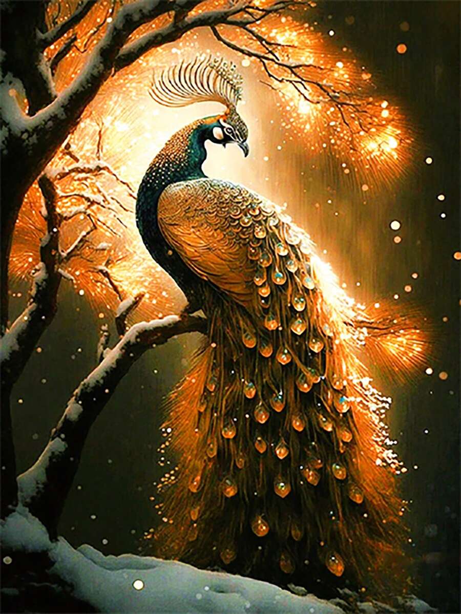 5D Acrylic Tròn Kim cương Thú vật Con công Loạt Tranh kim cương Bộ dụng cụ DIY Đối với Nhà Đồ trang trí Và Món quà - Con Công Series 7 - Xem 1